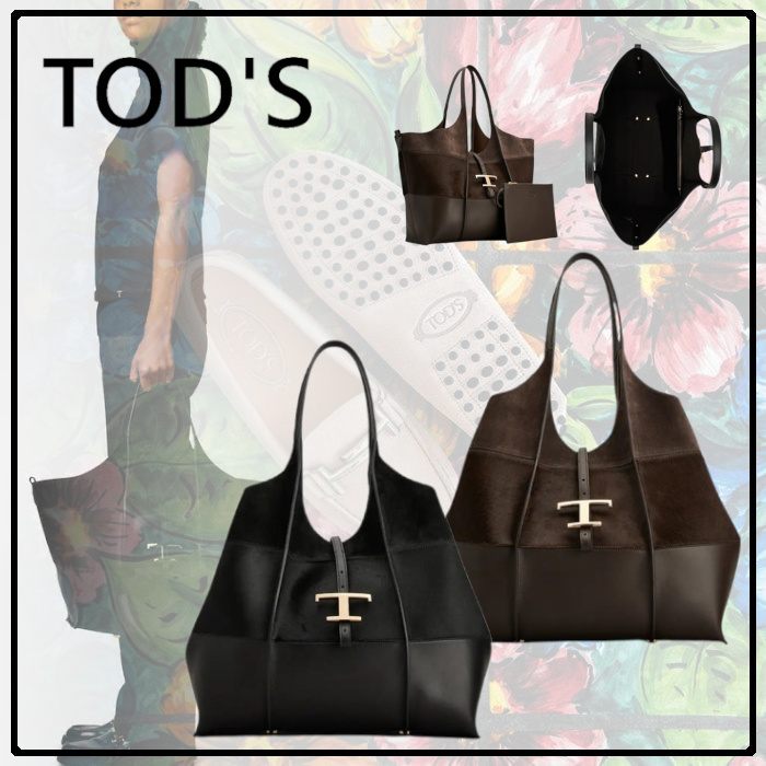 TOD'S◆直営買付 T タイムレス ショッピング バッグ ミディアム
