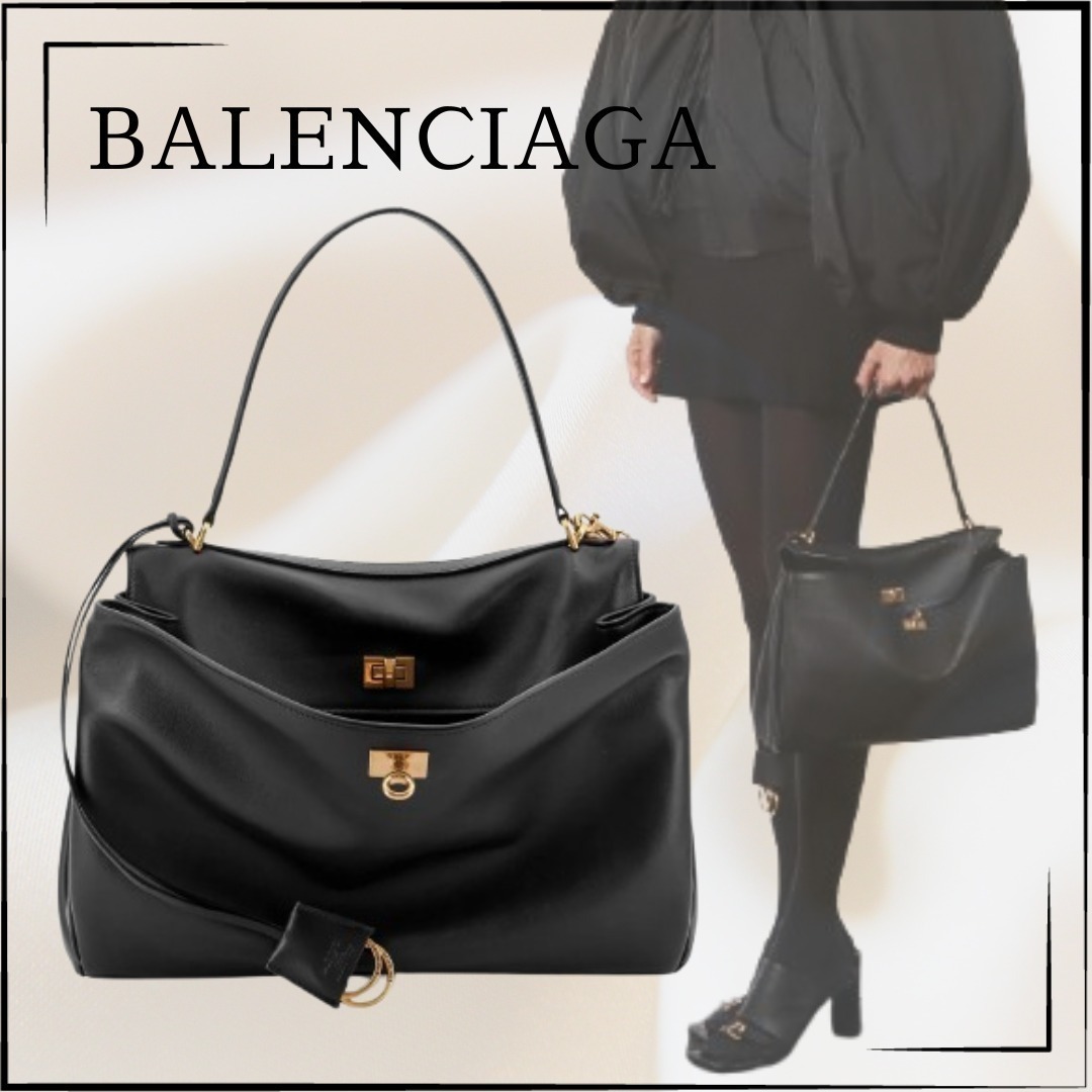 【BALENCIAGA】関税込☆ブラック ロデオ レザー ハンドバッグ