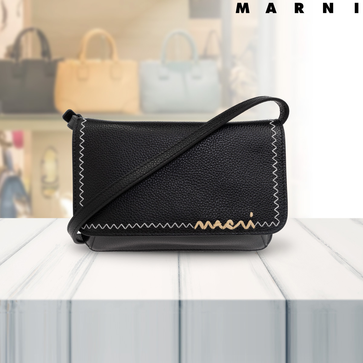 【SALE】MARNI レザーショルダーバッグ メンディングロゴ