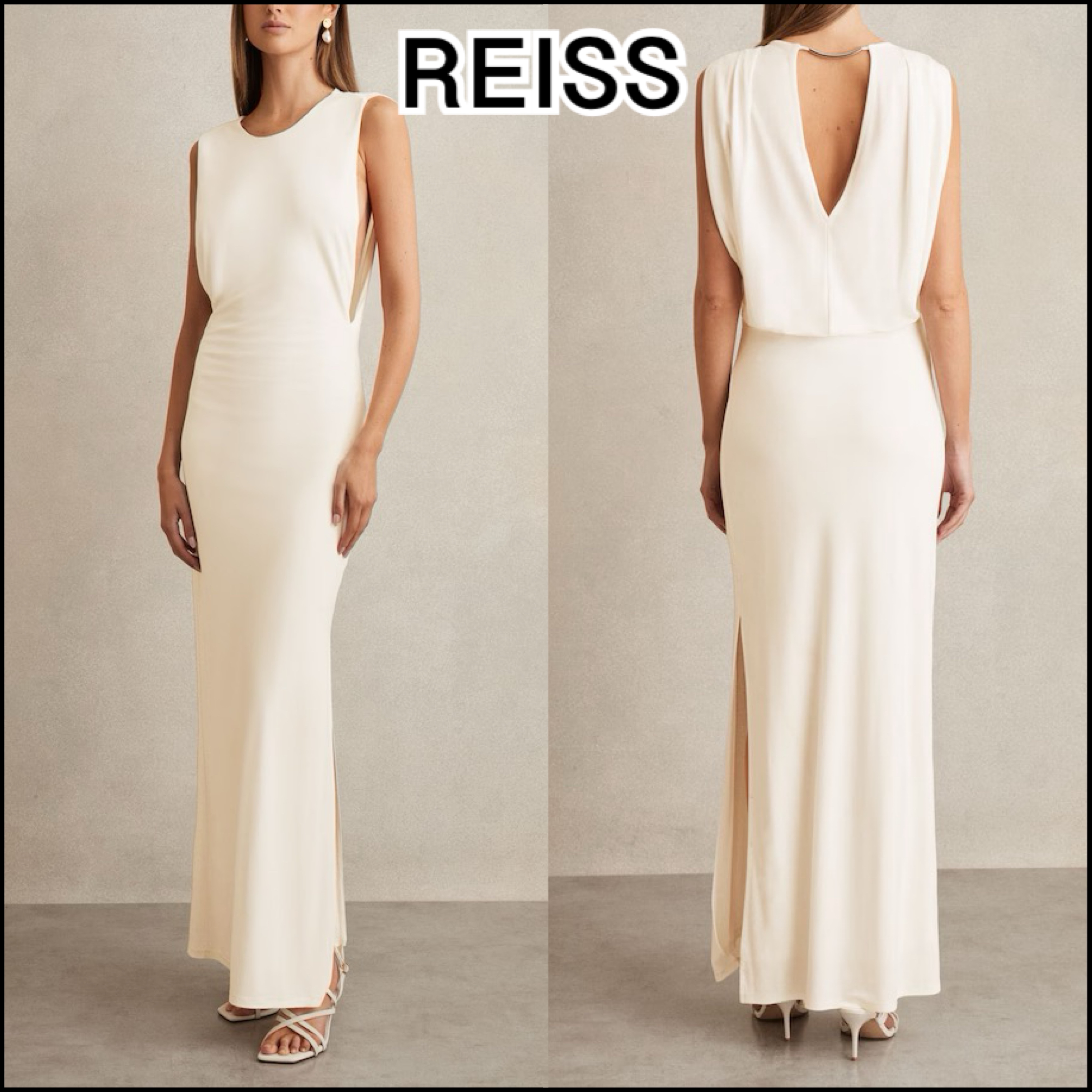 特価/完売前に【REISS】MILENA ジャージーマキシドレス Ivory