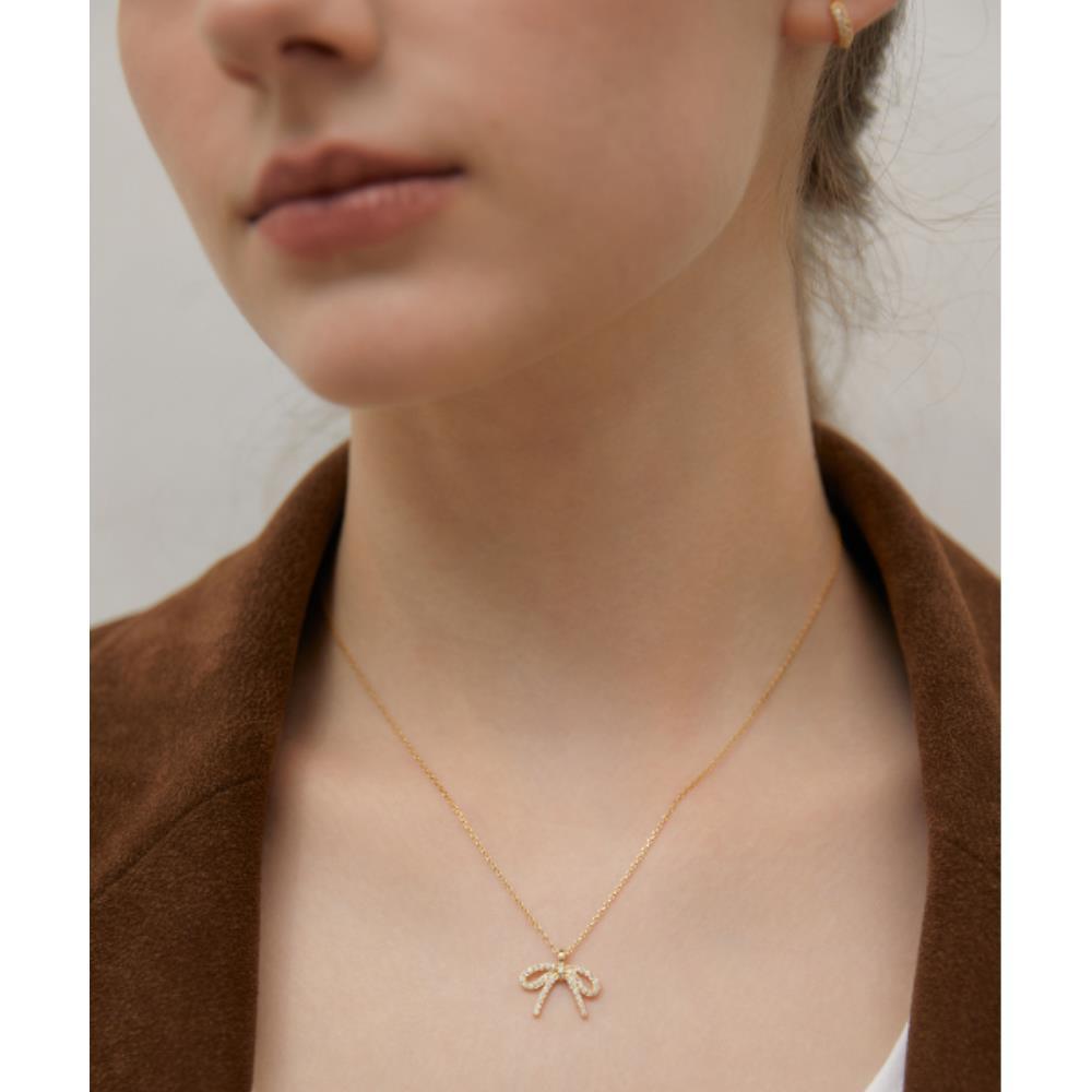 ネックレス・ペンダント \"TATIANA\" Silver 925 Dainty Cubic Ribbon Necklace NZ2456 500
