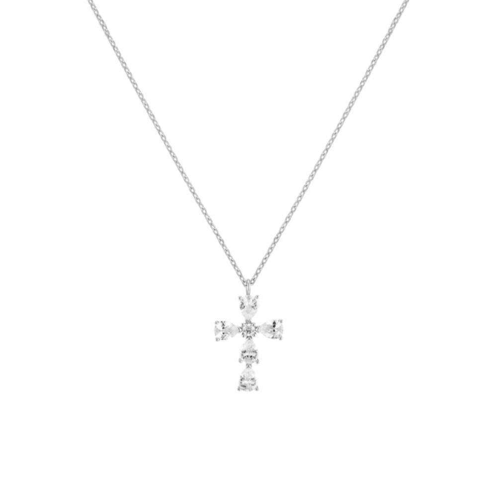 ネックレス・ペンダント \"TATIANA\" Silver 925 Clear Cross Pendant NecklaceNZ1145 1707