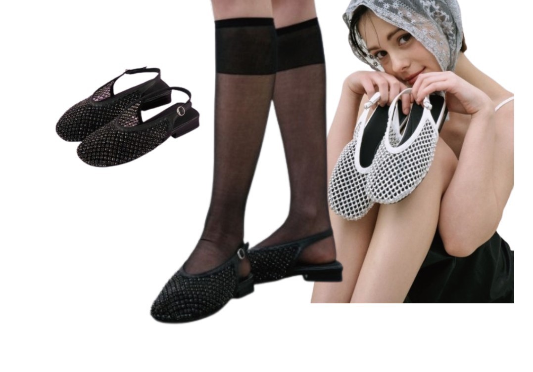 韓国商品/AECHI Twinkle Mesh Slingback
