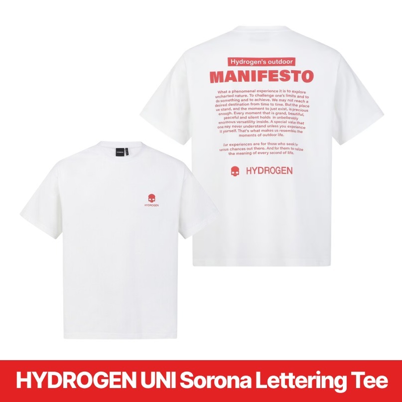 ★HYDROGEN★UNI Sorona Lettering Graphic T-Shirt unisex Wh