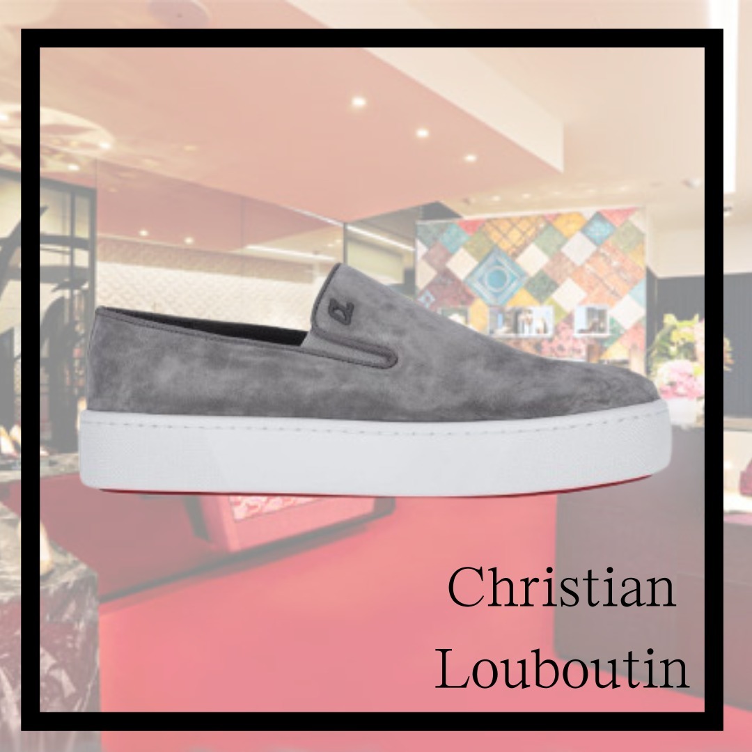 【Christian Louboutin】 ロゴ刺繍 スリッポン スニーカー