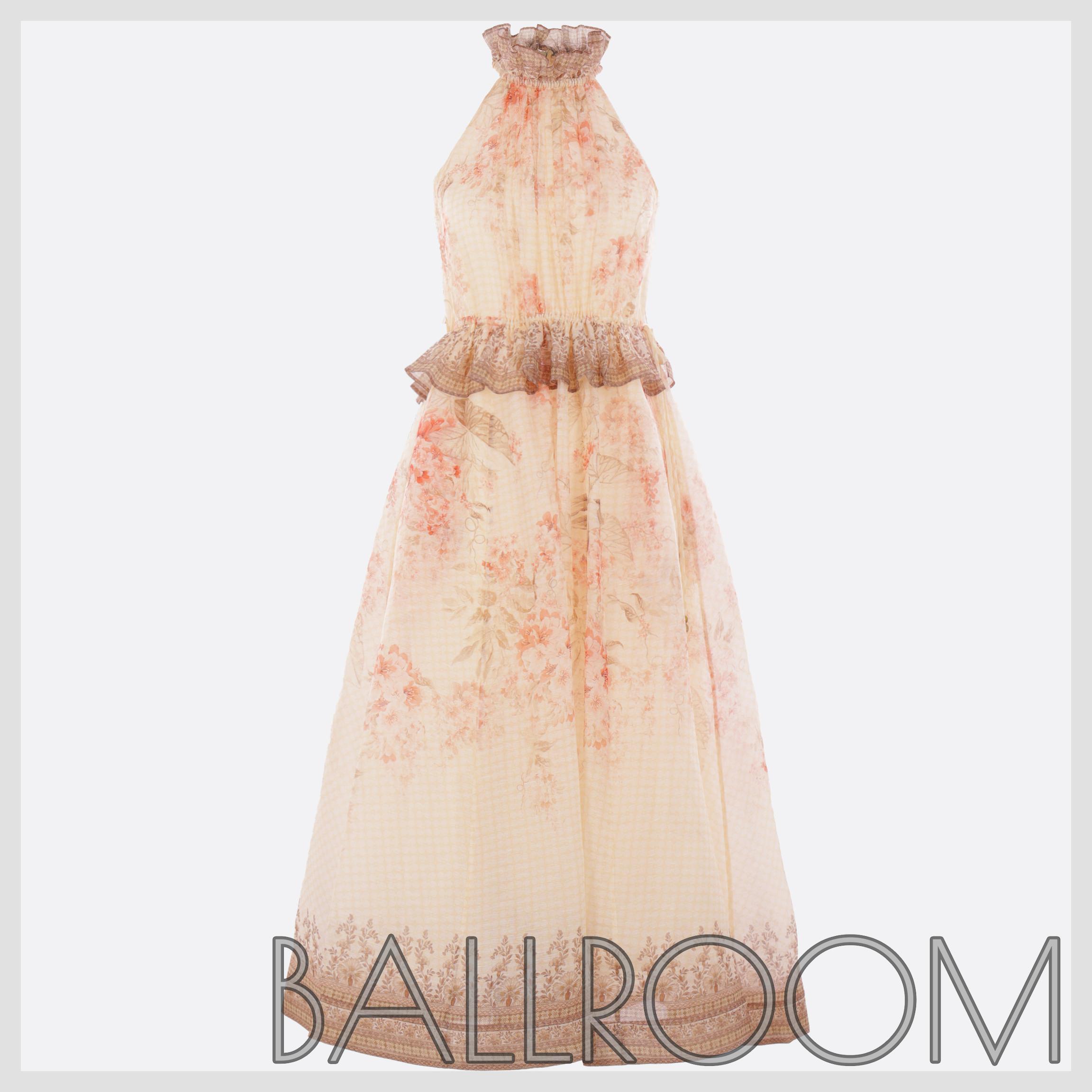 ワンピース ZIMMERMANN ILLUMINATE MIDI DRESS IN LINEN AND SILK