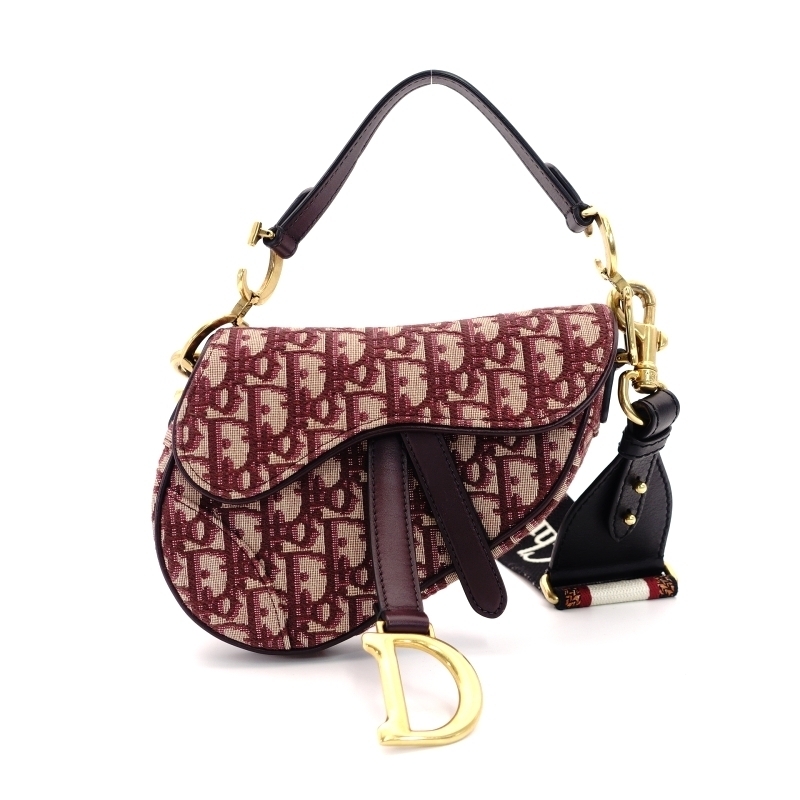 ディオール DIOR サドル ショルダーバッグ ボルドー トロッター