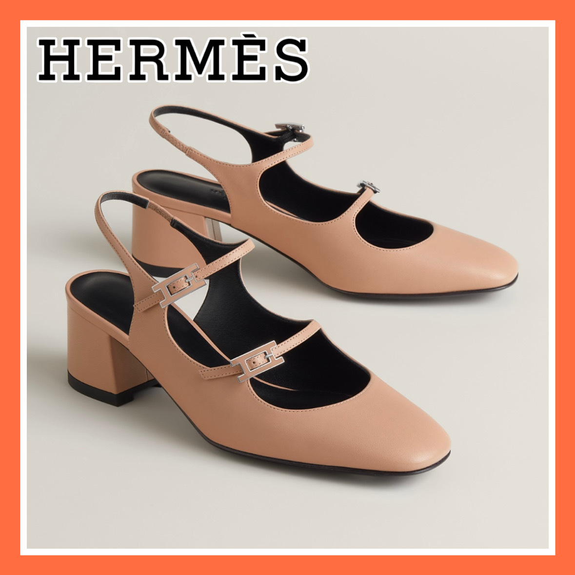 《上品エレガント》HERMESパンプス ジャッキー50ポンプ ベージュ