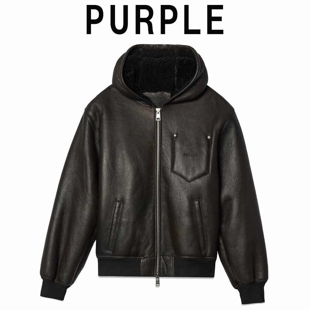 PURPLE BRAND/レザー Zip Up フーディ
