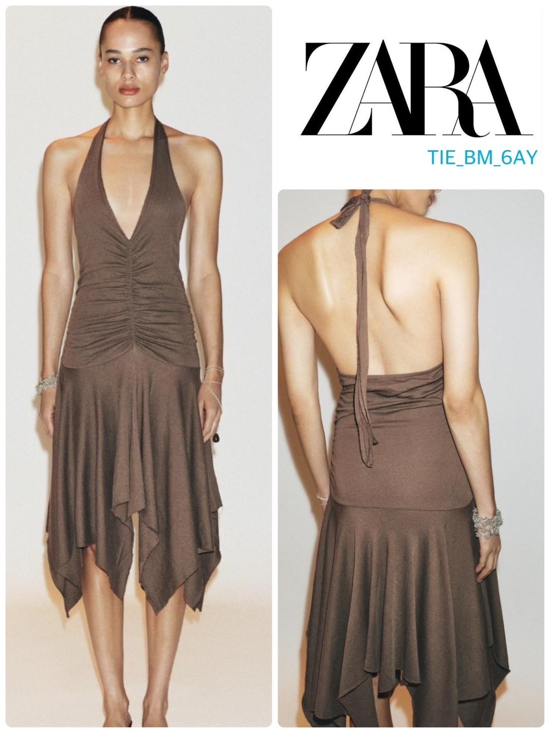 スペイン発送 ZARA アシンメトリーホルタードレス 今季新作！