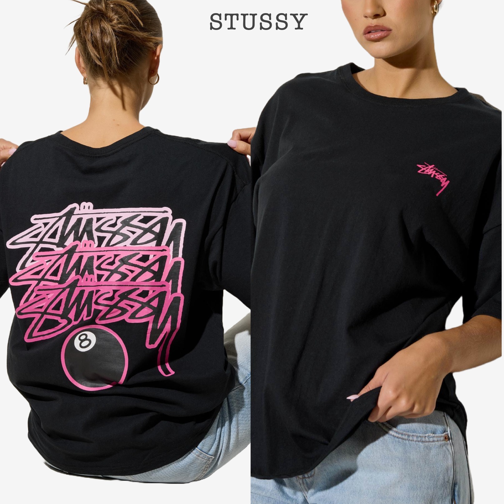 ◆STUSSY◆ 8 Ball Fade T-Shirt 背中ロゴ Tシャツ