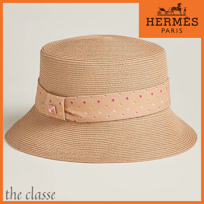 【夏のリゾートに♪】可愛いドット模様のリボン◎ HERMES ハット