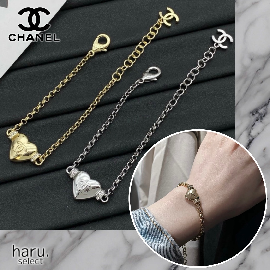 上品♡エレガント【CHANEL】ハートチャーム ブレスレット