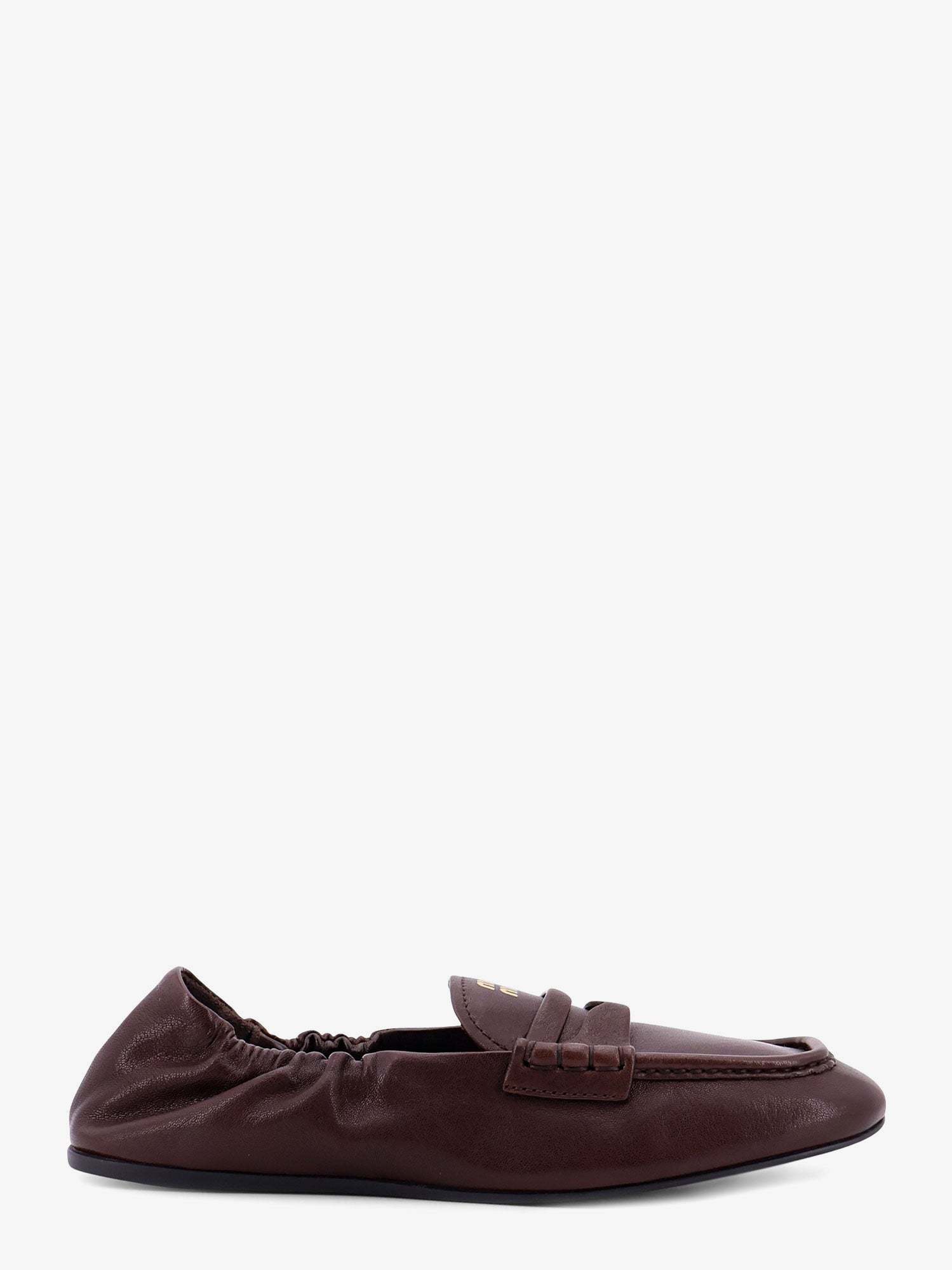 【関税&送料込】Miu Miu Ruches Leather Loafers With Letterin