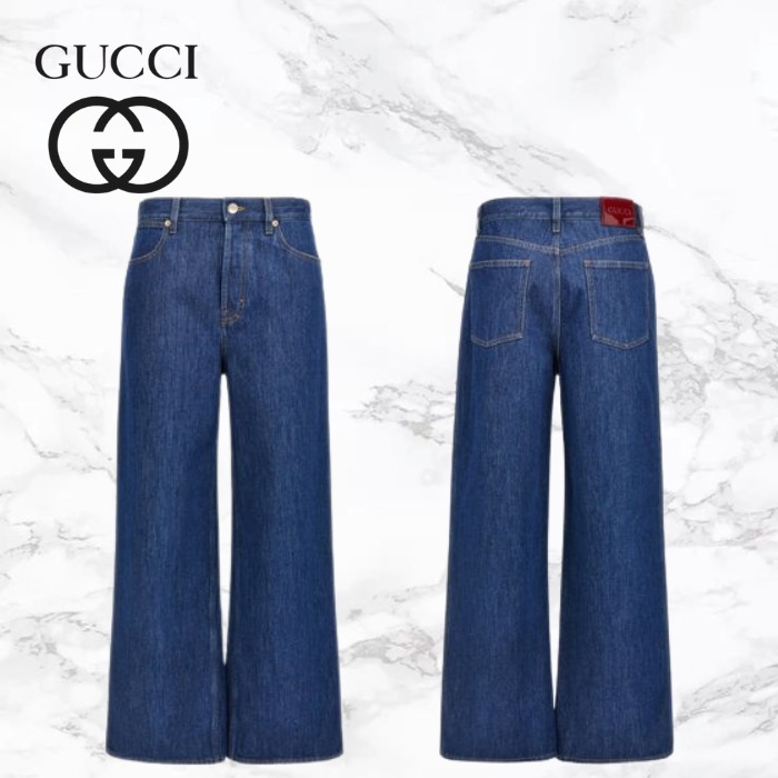 デニム・ジーパン Gucci Wide-Leg Denim Cotton Jeans