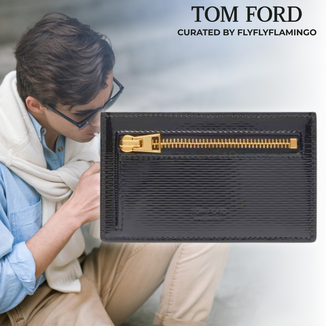 トムフォード【TOM FORD】レザー ロゴ カードホルダー ミニ財布