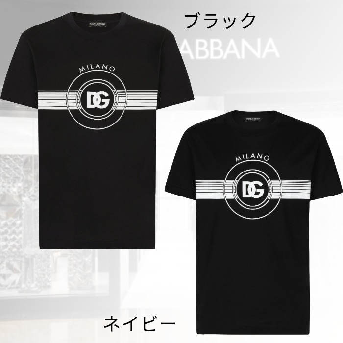 【モダンなストライプDGロゴ】D&G 半袖 ハイネック Tシャツ