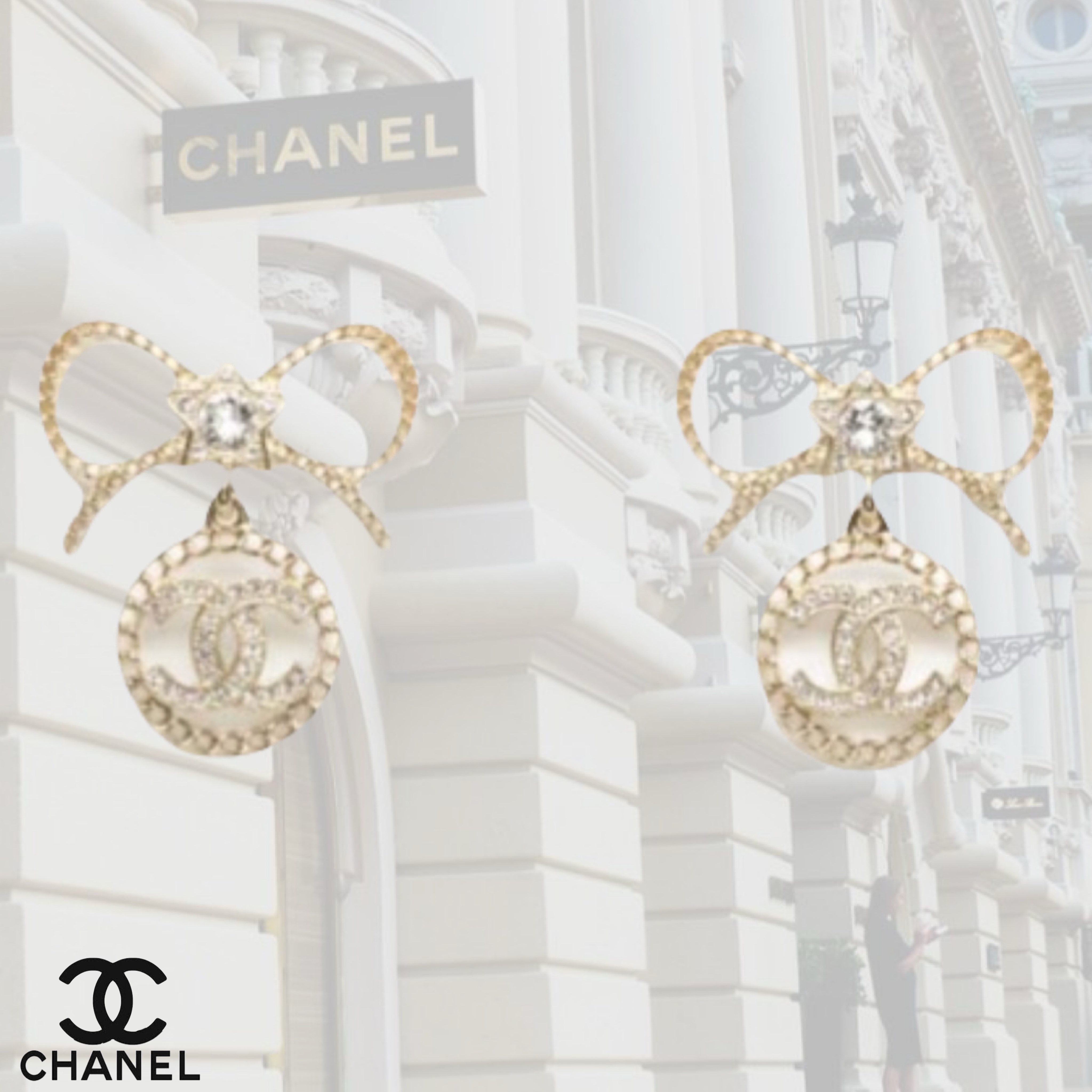 【25A】CHANEL ピアス 星 リボン
