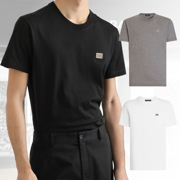 【メタルロゴの輝き】D&G メタルタグ コットン Tシャツ