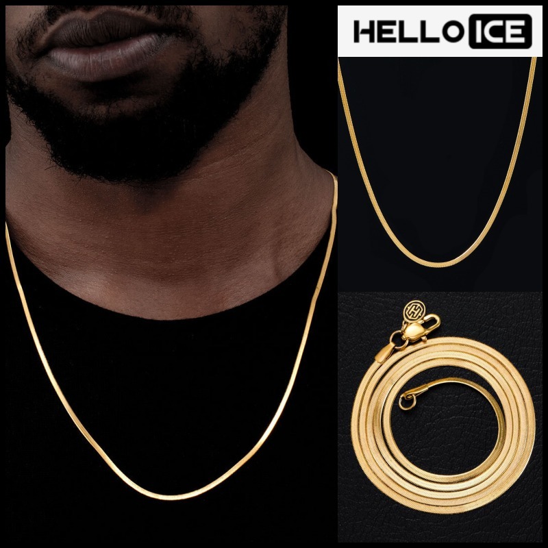関税/送料込み【BELLGIO】18K ヘリンボーンチェーンネックレス