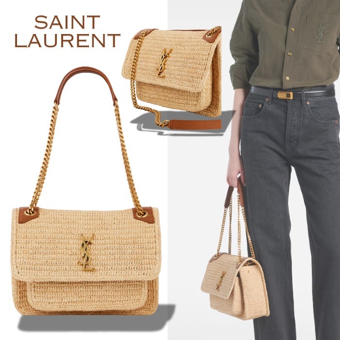 大人ラフィアバッグ【Saint Laurent】ニキ ミディアムショルダー