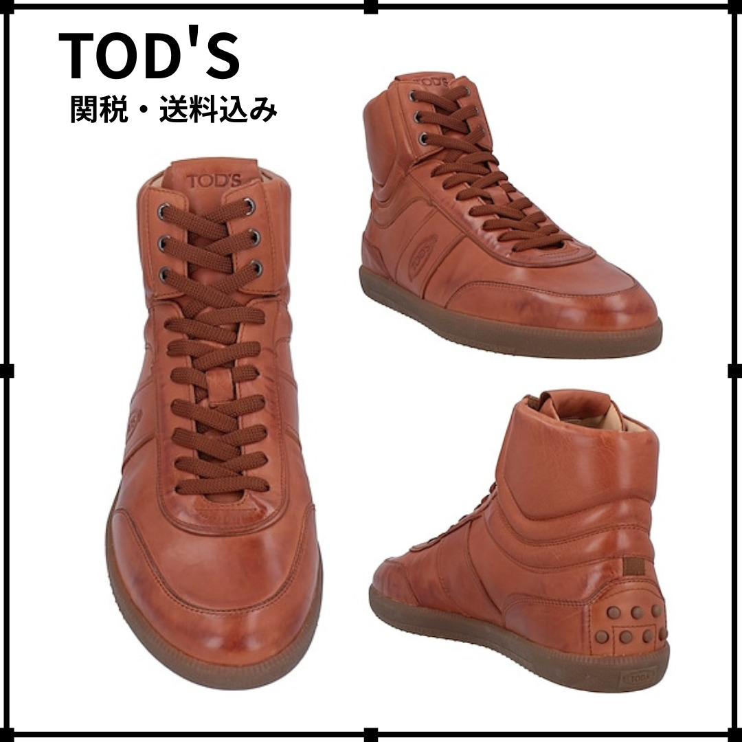 関税*送料込★TOD'S★レザー ハイカットスニーカー ブラウン