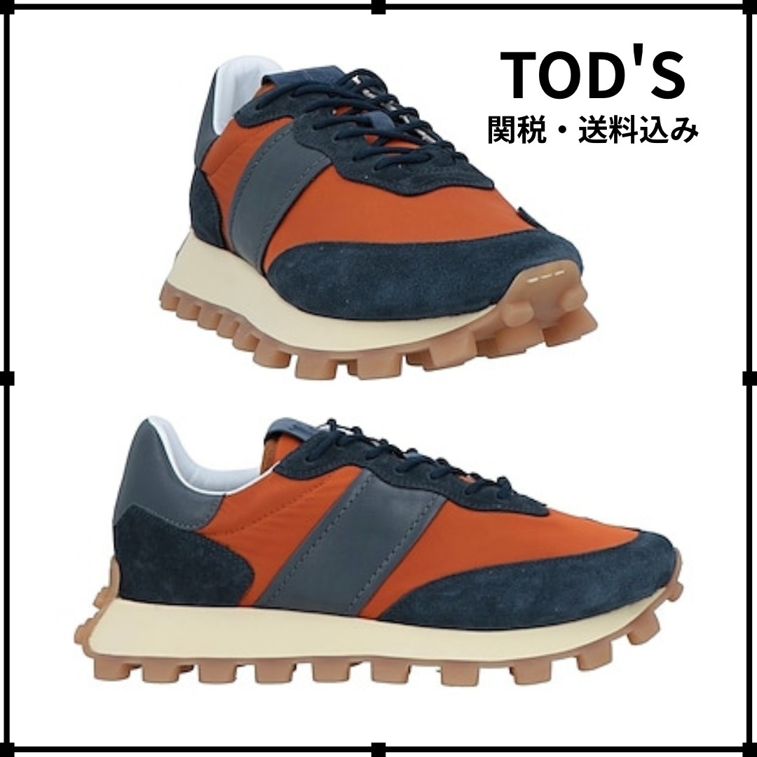 関税*送料込★TOD'S★バイカラーデザインレザー スニーカー