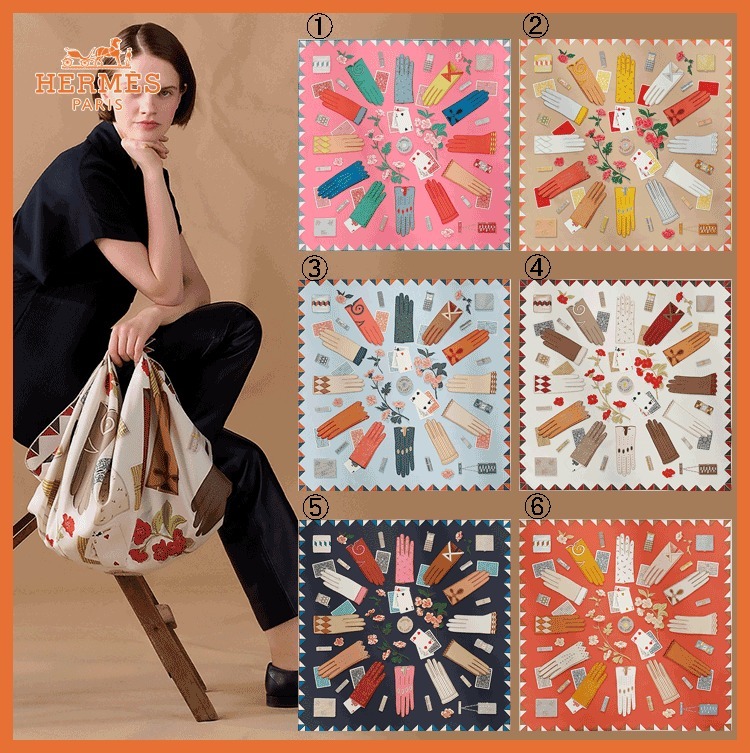 【コーデのポイントに◎】HERMES カレ90 L’Heure des Gants