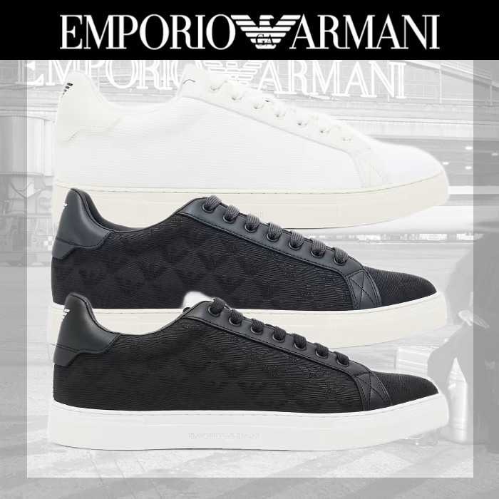 Emporio Armani◆ジャカード織り イーグル柄ナイロンスニーカー