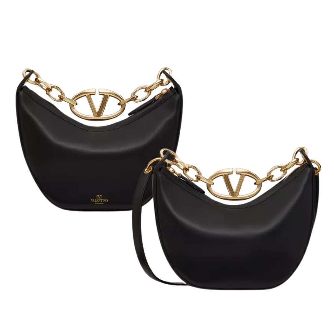 お買い得！★Valentino★Vロゴ ミニチェーン付き ホーボーバッグ