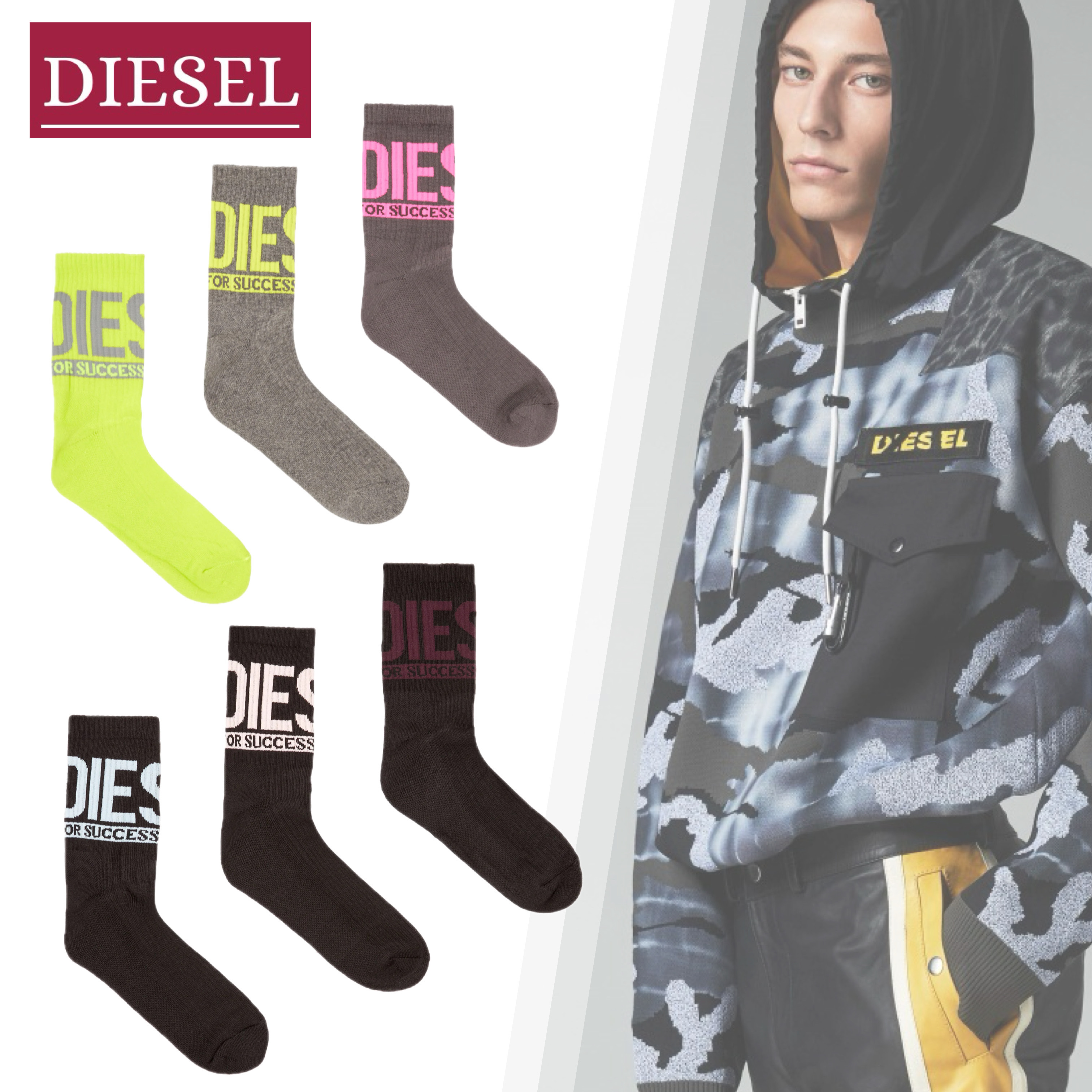 国内直営【DIESEL】skm-ray-3pack-cushioned ソックス3足パック