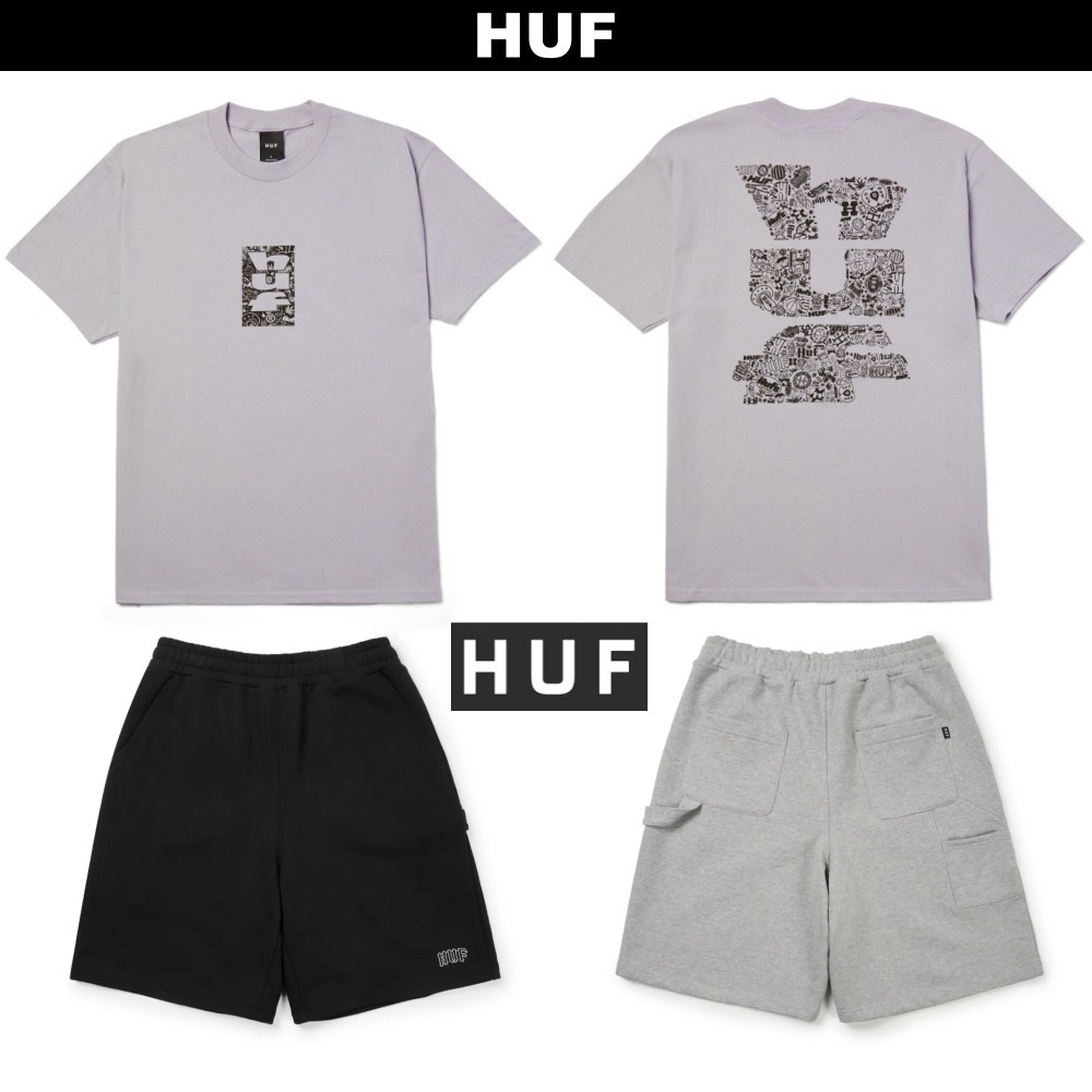 HUF セットアップ: グラフィック半袖Tシャツ&スウェットショーツ