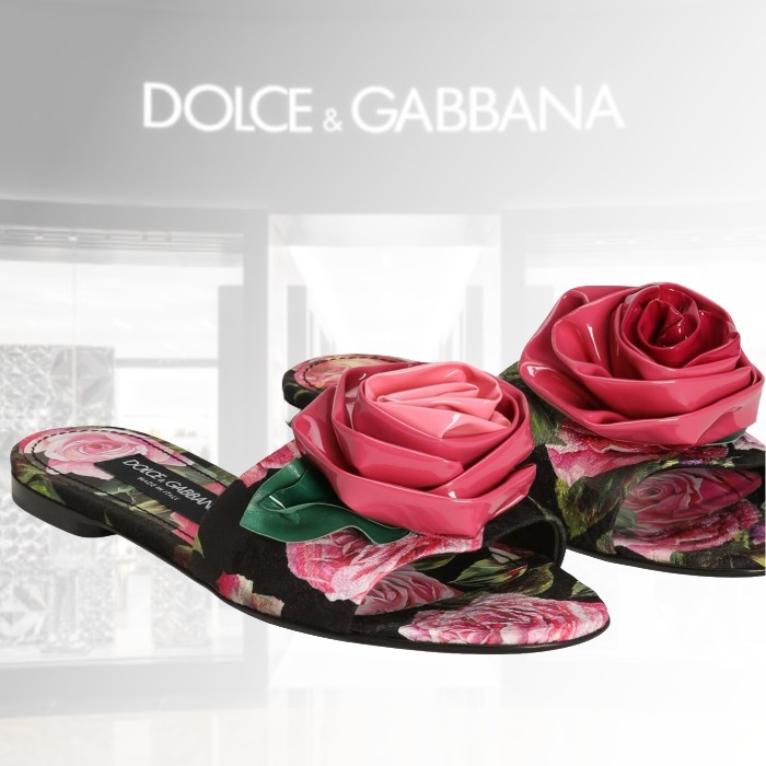 【足元に咲く華】D&G プリント ブロケード スライドサンダル