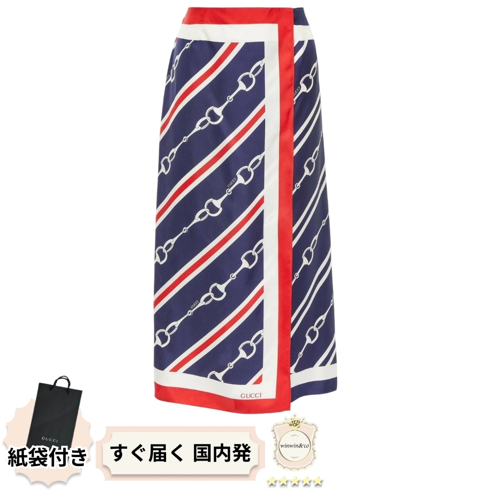 【完売必至】グッチ■ラップスカート シルクツイル ホースビット