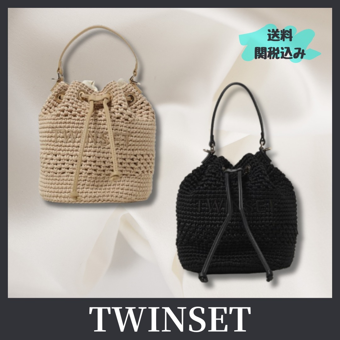 送料関税込【TWINSET】 クロシェコットン バケットバッグ