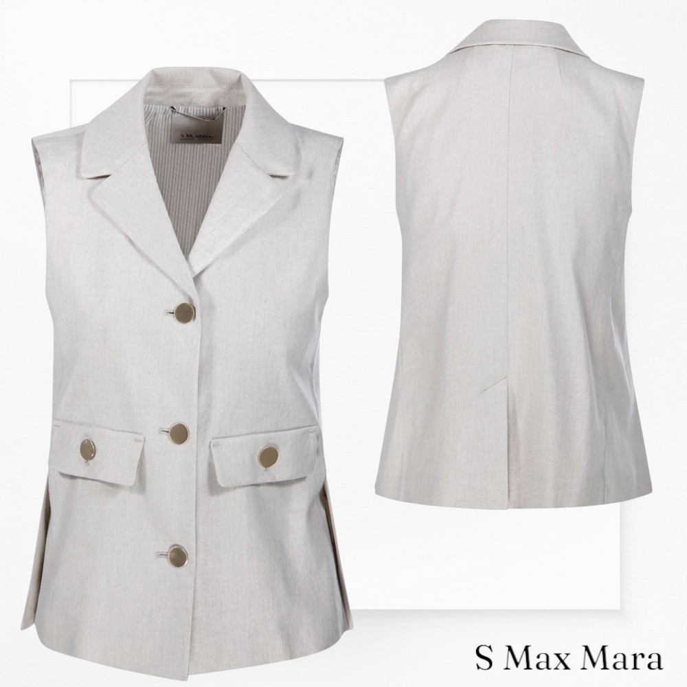 関税込☆S Max Mara☆CAROLINE キャロラインリネン ジレ542