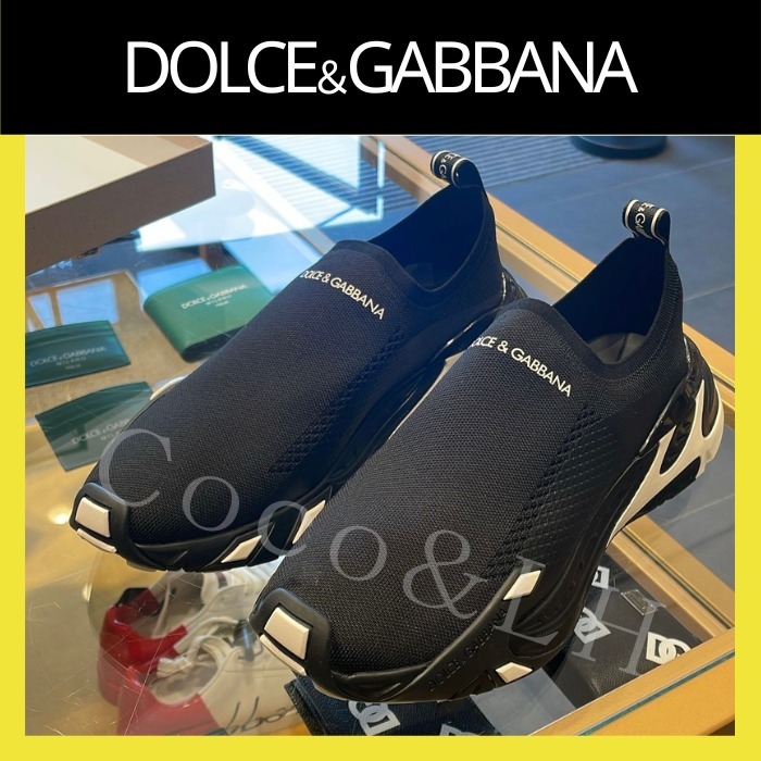 DOLCE&GABBANA スポーティー DGロゴ入り ブラック スリッポン