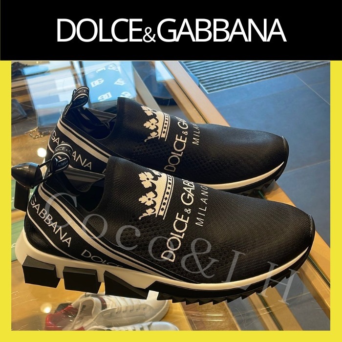 DOLCE&GABBANA DGロゴ入り クラウンプリント スリッポン