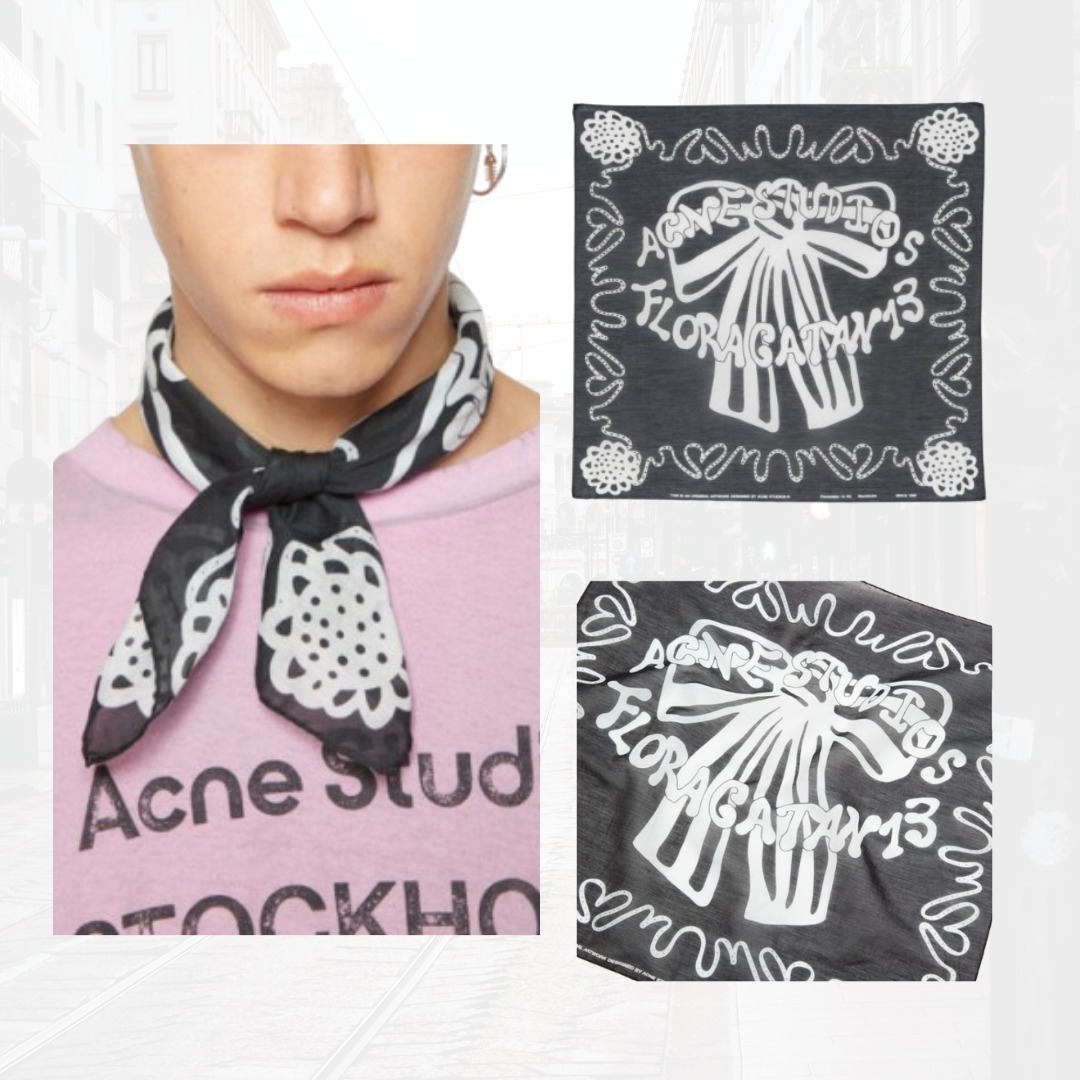 【Acne Studios】完売必至！ロゴ リボン プリント スカーフ