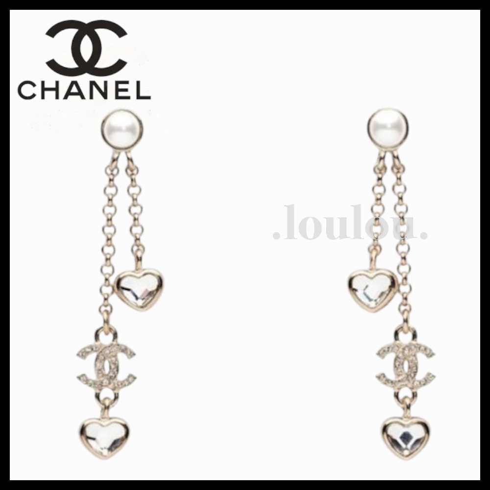 【ハートチャームが揺れて可憐☆】CHANEL ピアス