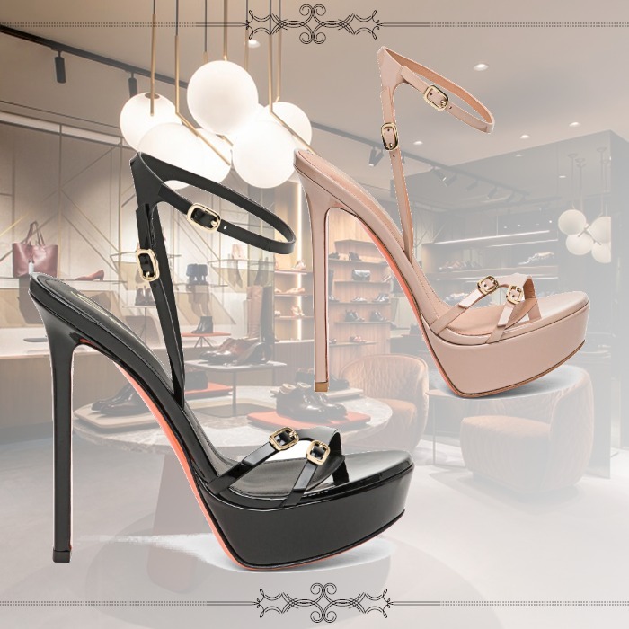 【★完売必至★】Santoni ☆ パテントレザー ハイヒールサンダル