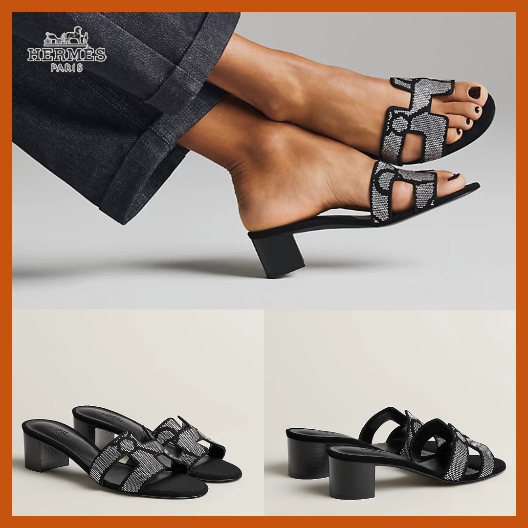 ラインストーンがエレガント【HERMES】オアシス サンダル