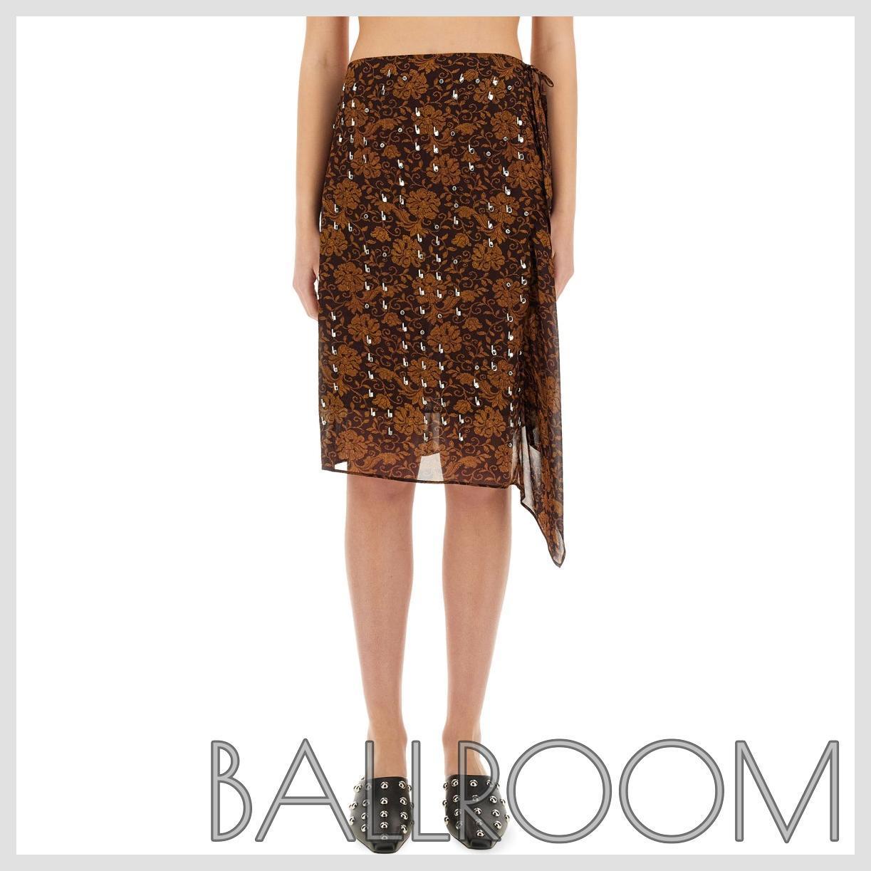 スカート DRIES VAN NOTEN SKIRT WITH PRINT AND APPLIQUE