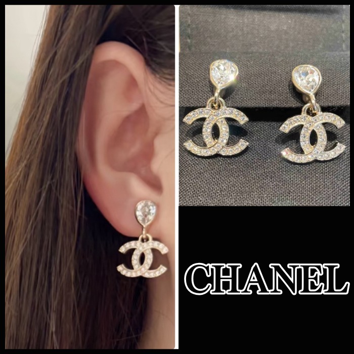 ◆揺れるクリスタル♪◆CHANEL ピアス ココマーク シンプル 25A