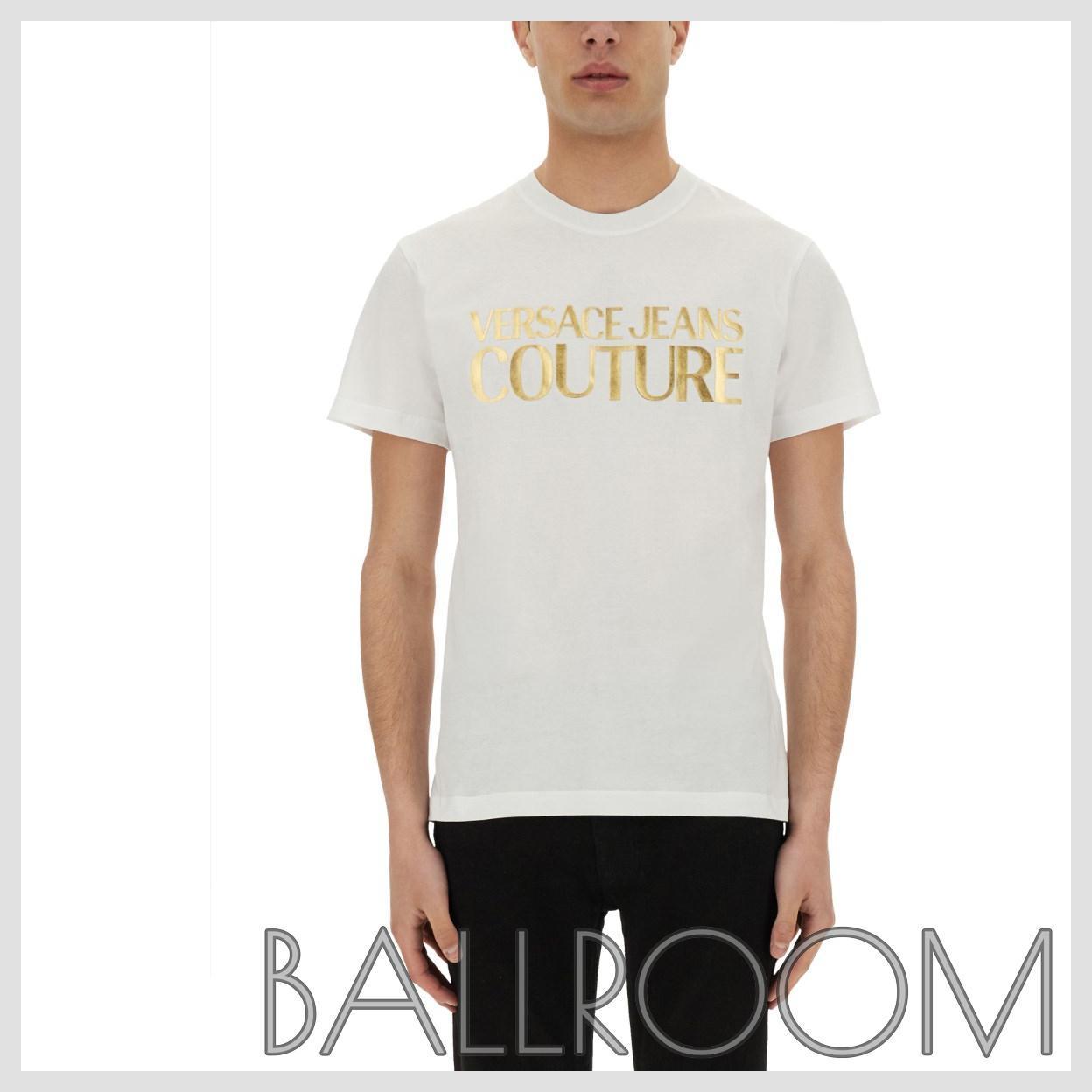 Tシャツ・カットソー VERSACE JEANS COTTON T-SHIRT WITH LAMINATED LOGO