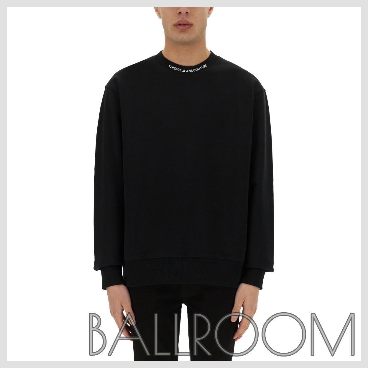 スウェット・トレーナー VERSACE JEANS COTTON SWEATSHIRT WITH LOGO ON THE COLLAR
