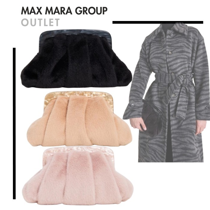 MAX MARA アウトレット● RAGIONE フェイクファークラッチバッグ