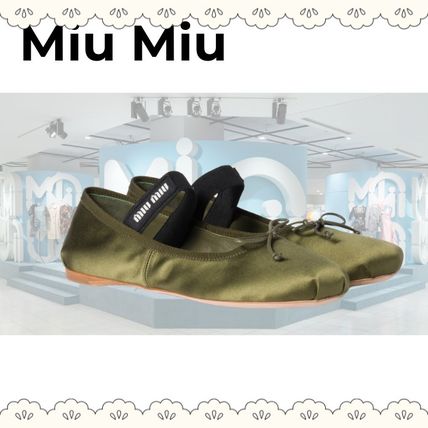 【MIU MIU】サテンバレリーナ グリーン