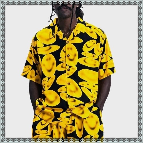 ★MARKET★ M SMILEY AFTERHOURS SS BUTTON UP WASHED BLACK MKT