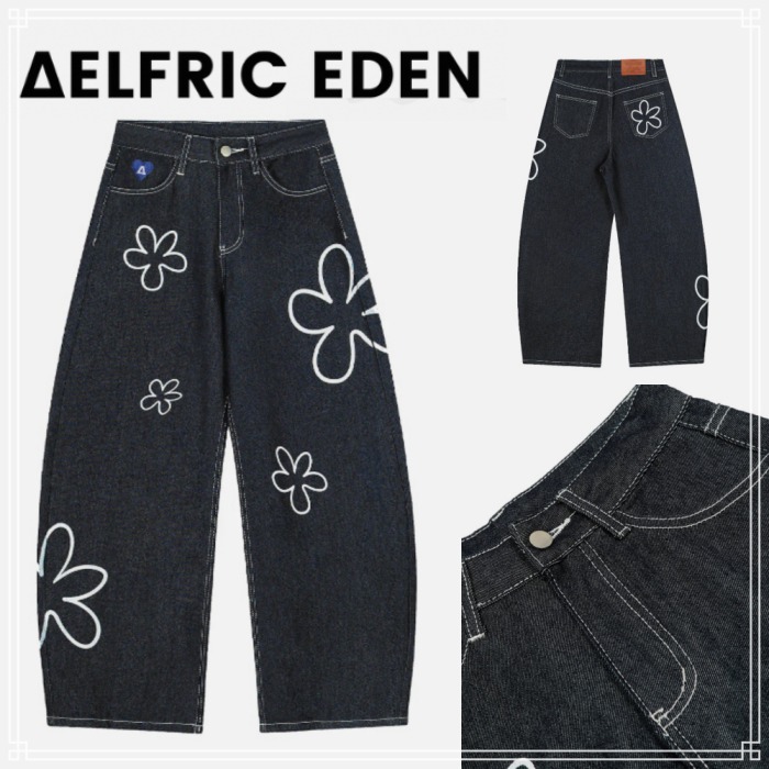 【Aelfric Eden】フラワー デザイン バギー ジーンズ